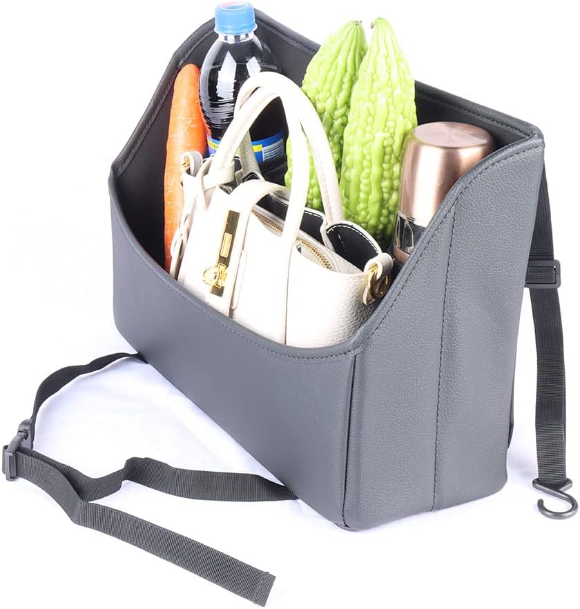 Viaviat Car Handbag Purse Holder Between Seats Leather Car Front Seat Storage Bag Large Capacity Car Organizers for Book Document Phone Bottle Tissue Toy (Black Style-1)