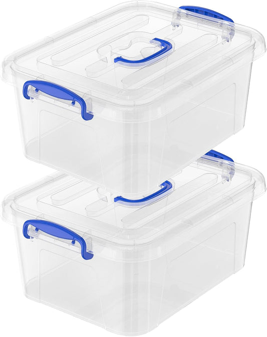 9 Quart Clear Storage Latch Bins with Lids/Handle, Plastic Clear Stackable Box, 9-Liter (2 Pack)
