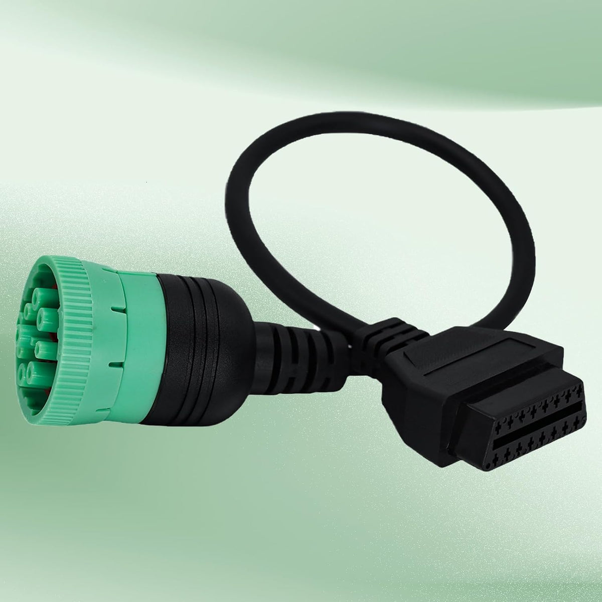 Green Type 2 J1939 9pin to OBD2 Cable Adapter for Heavy Duty Trucks