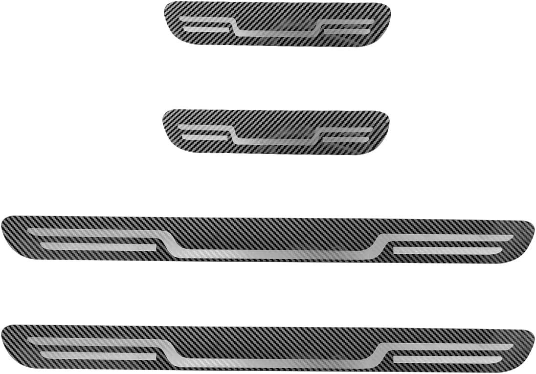 Craedli 4PCS Car Door Sill Protector Sticker, Stainless Steel Auto Door Edge Guard, Anti-Scratch Door Sill Threshold Protection Strip, Universal Car Interior Decoration for Sedan SUV (Black-Mirrored)
