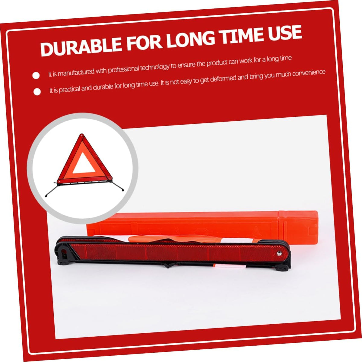 Homoyoyo Safety Warning Sign Foldable Emergency Triangle Reflector for Roadside Use Stable Design with Skid Base for Road Construction and Vehicle Maintenance