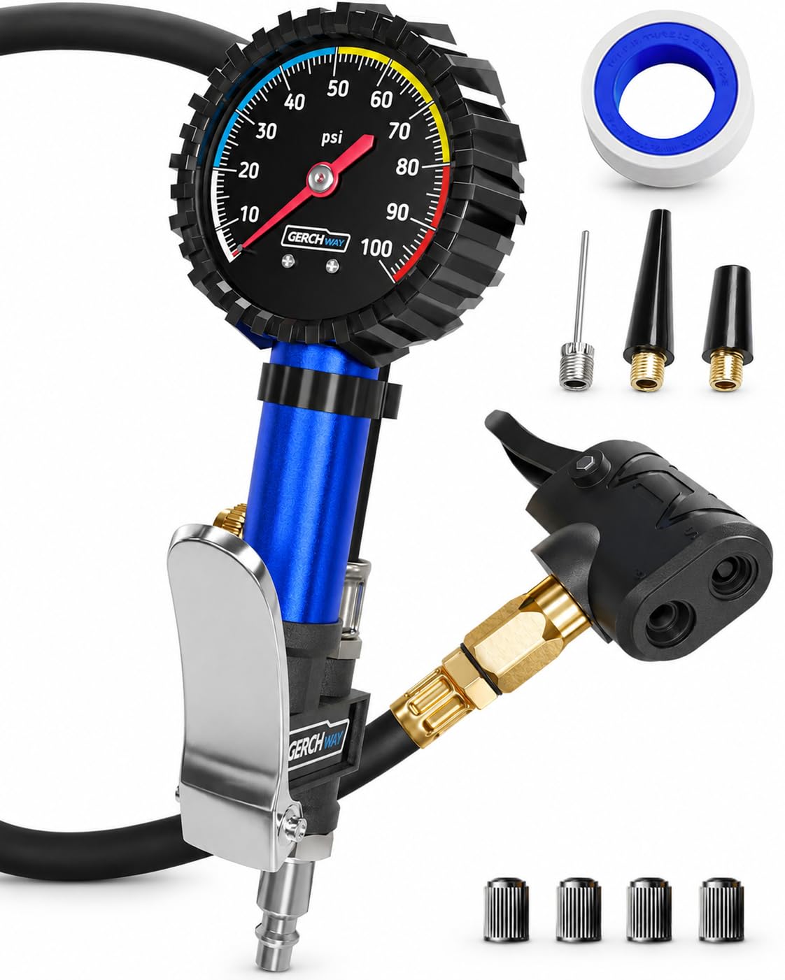 Presta Valve Adaptor Pump with Removable Schrader to Presta Valve Air Chuck