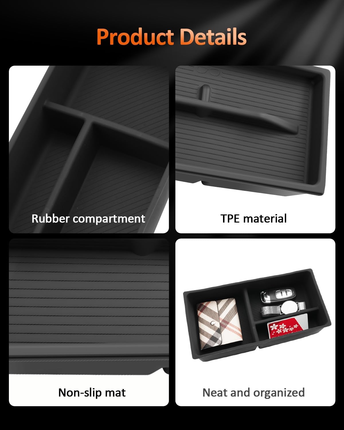 CDEFG Dual-Layer for 2023-2026 Lexus RX 350 Center Console Organizer Tray- RX 5nd Generation Fits All Models Accessories Silicone Armrest Storage Middle Console Insert