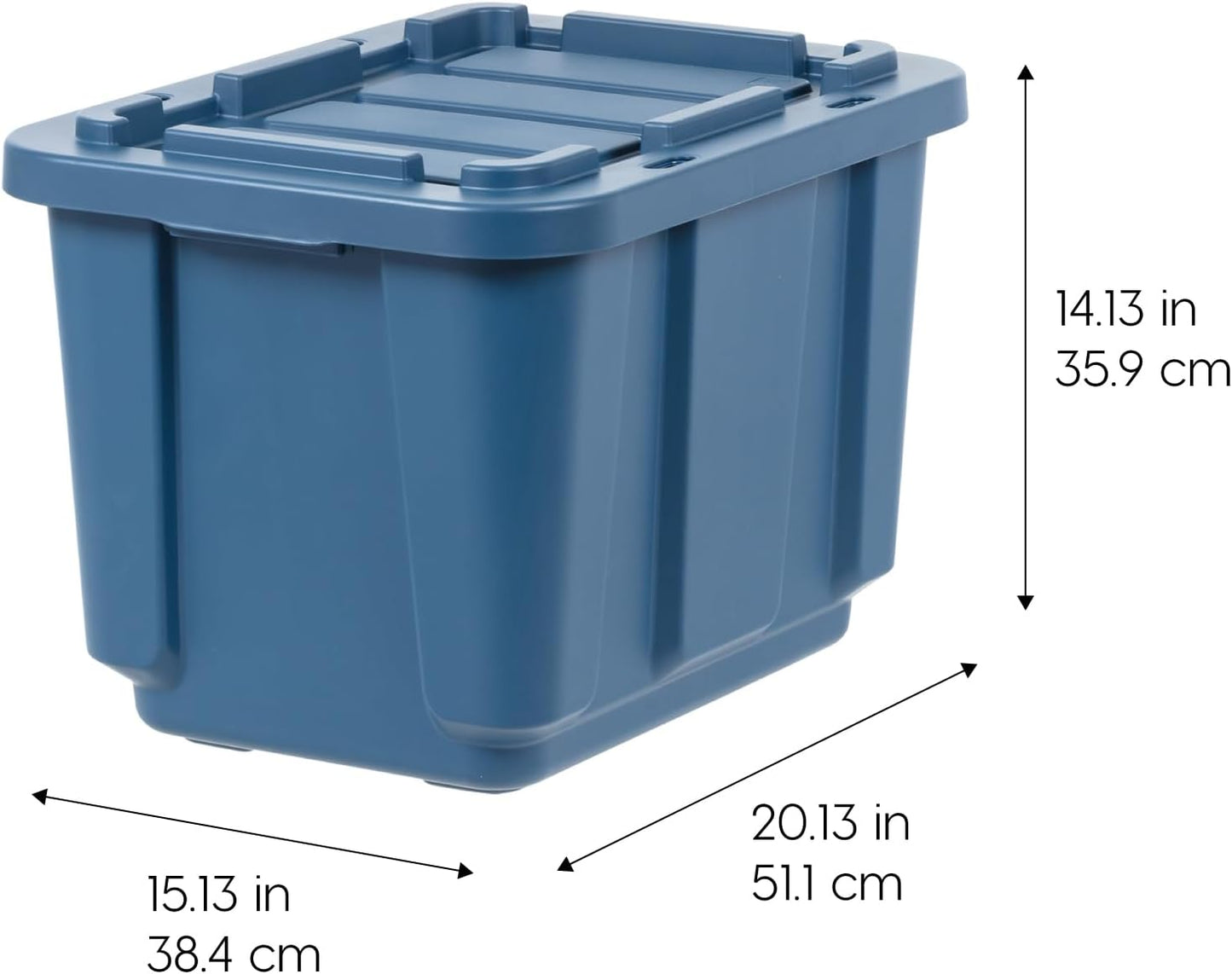IRIS USA 4-Pack 12 Gallon Storage Bins with Lids |Made in USA| Heavy Duty Eco-Friendly Plastic Tote Containers for Truckbed Tool Box Organization, Large - Navy