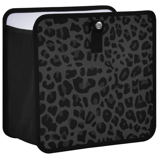 Black Leopard Car Trash Can, Foldable Hanging Car Trash Bag, Small Waterproof Car Accessories Garbage Bin Cheetah Print
