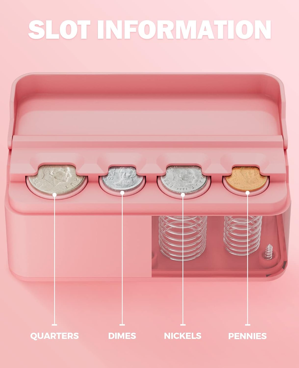 JOYTUTUS Coin Holder for Car Change Organizer Universal Storage Coin Money Dispenser Fit for Most Car Trucks Accessories(Pink, 2 Pack)