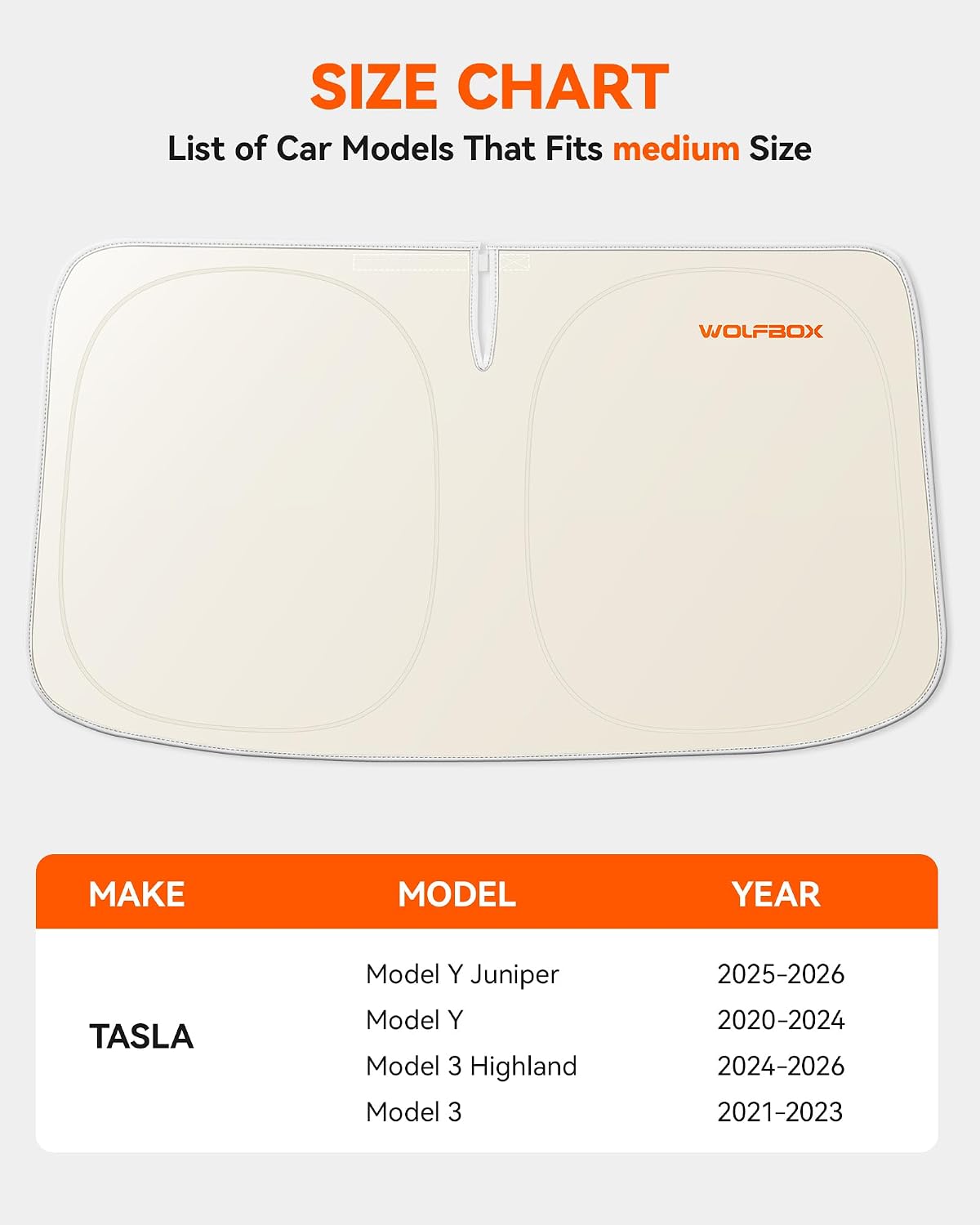 WOLFBOX Thickened Windshield Shade Tesla Model Y Model 3 56'L*37''W