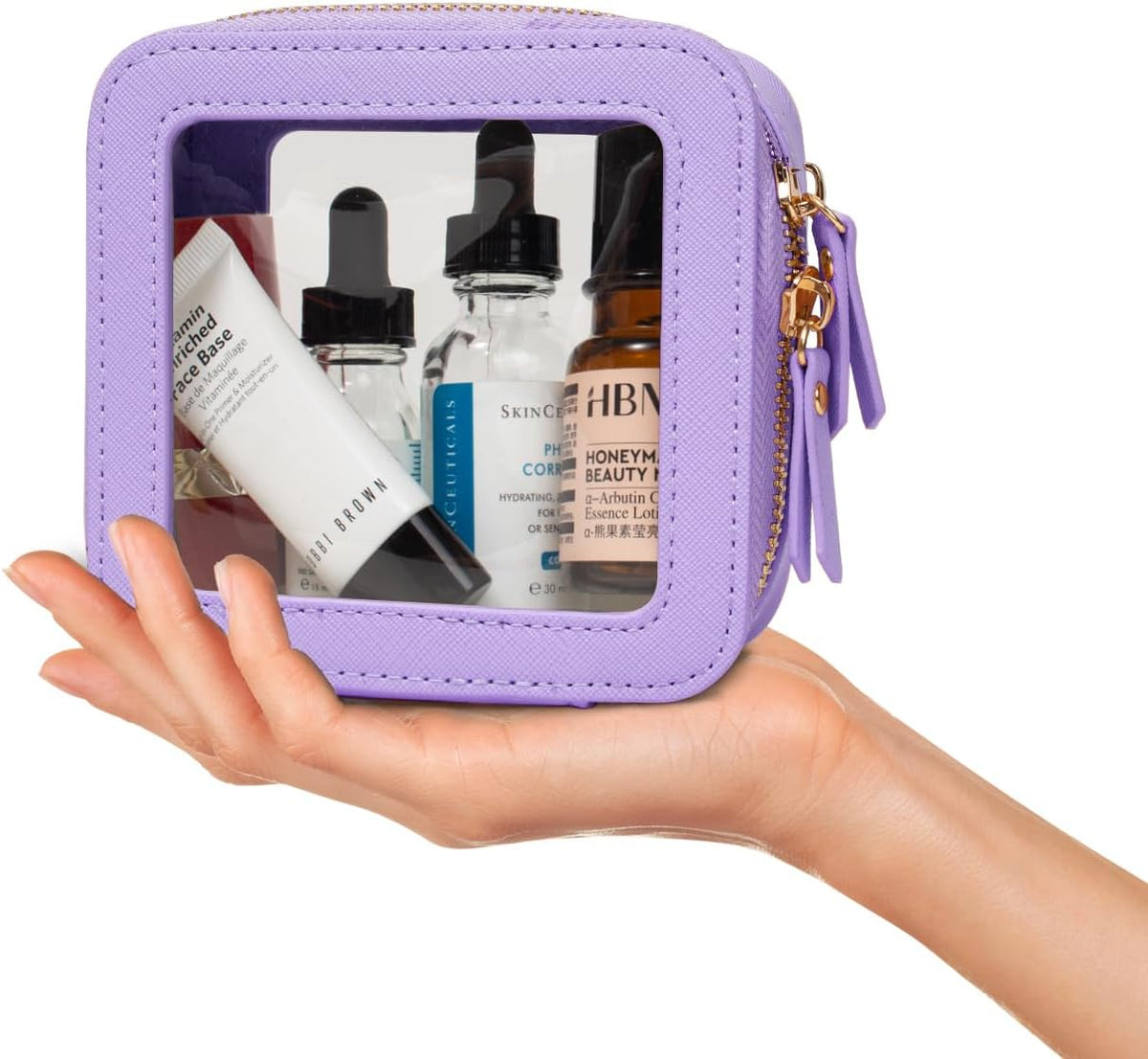 LETGO Small Makeup Bag Pouches for Purse Clear Makeup Bag for Purse Accessories Make Up Bag Small Car Organizer and Storage (Mini Purple)