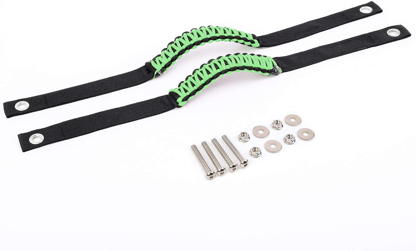 Savadicar 2 Pack Roll Bar Grab Handles for 2018-2024 Jeep Wrangler JL JLU 4XE & Gladiator JT, Roof Top Paracord Handle for Secure Grip, Essential Interior Accessories, Green