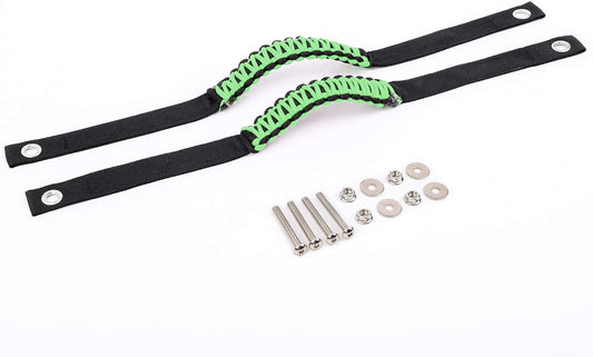 Savadicar 2 Pack Roll Bar Grab Handles for 2018-2024 Jeep Wrangler JL JLU 4XE & Gladiator JT, Roof Top Paracord Handle for Secure Grip, Essential Interior Accessories, Green