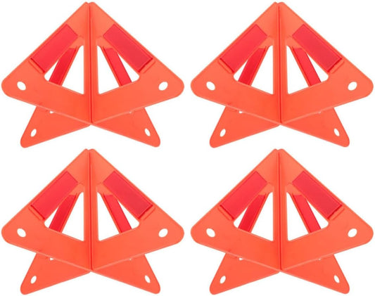 TEHAUX 4 Piece Emergency Roadside Reflective Triangle Warning Sign Set