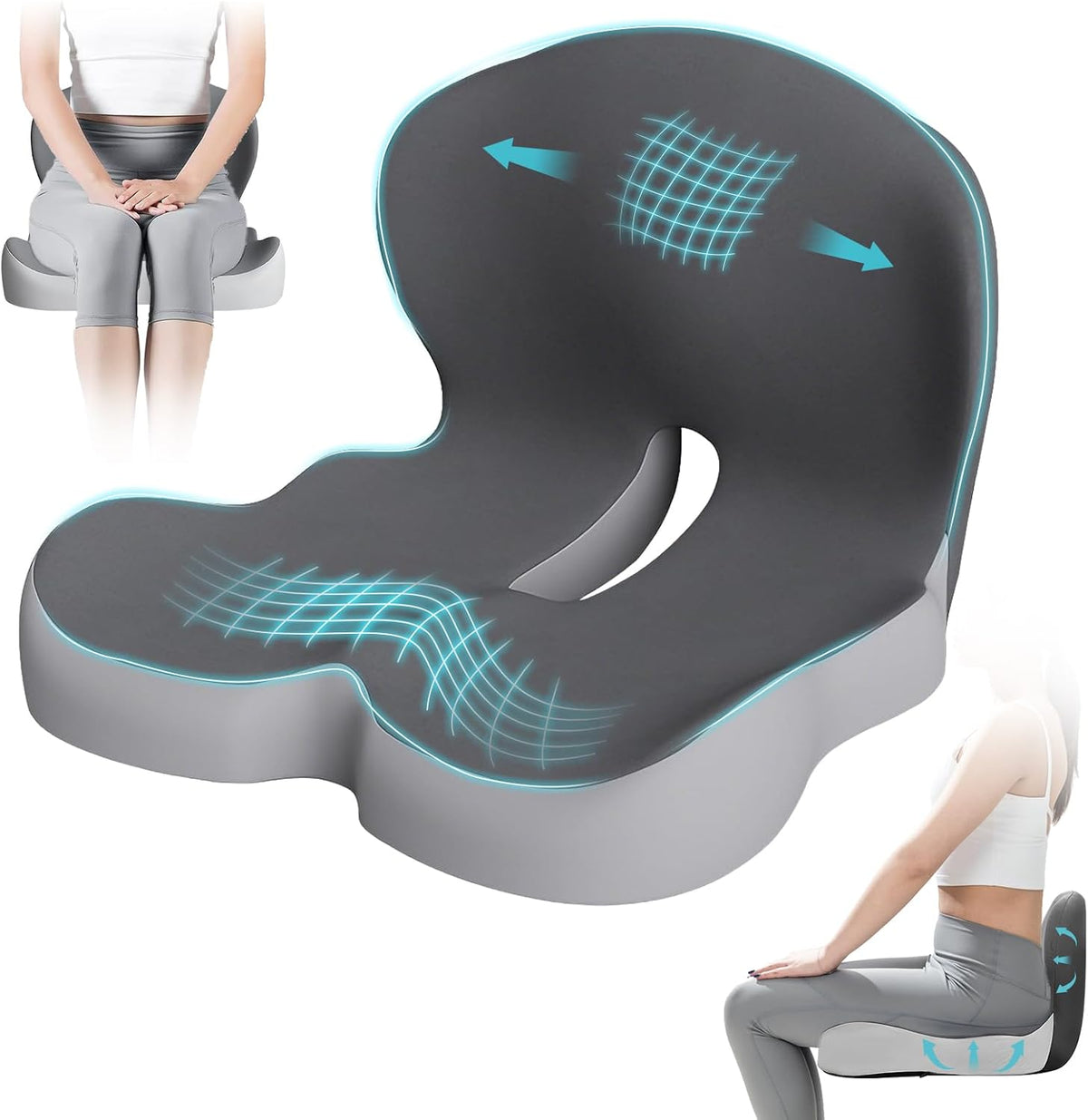 Memory Foam Car Seat Cushion, Ergonomic Pad for Driving & Office