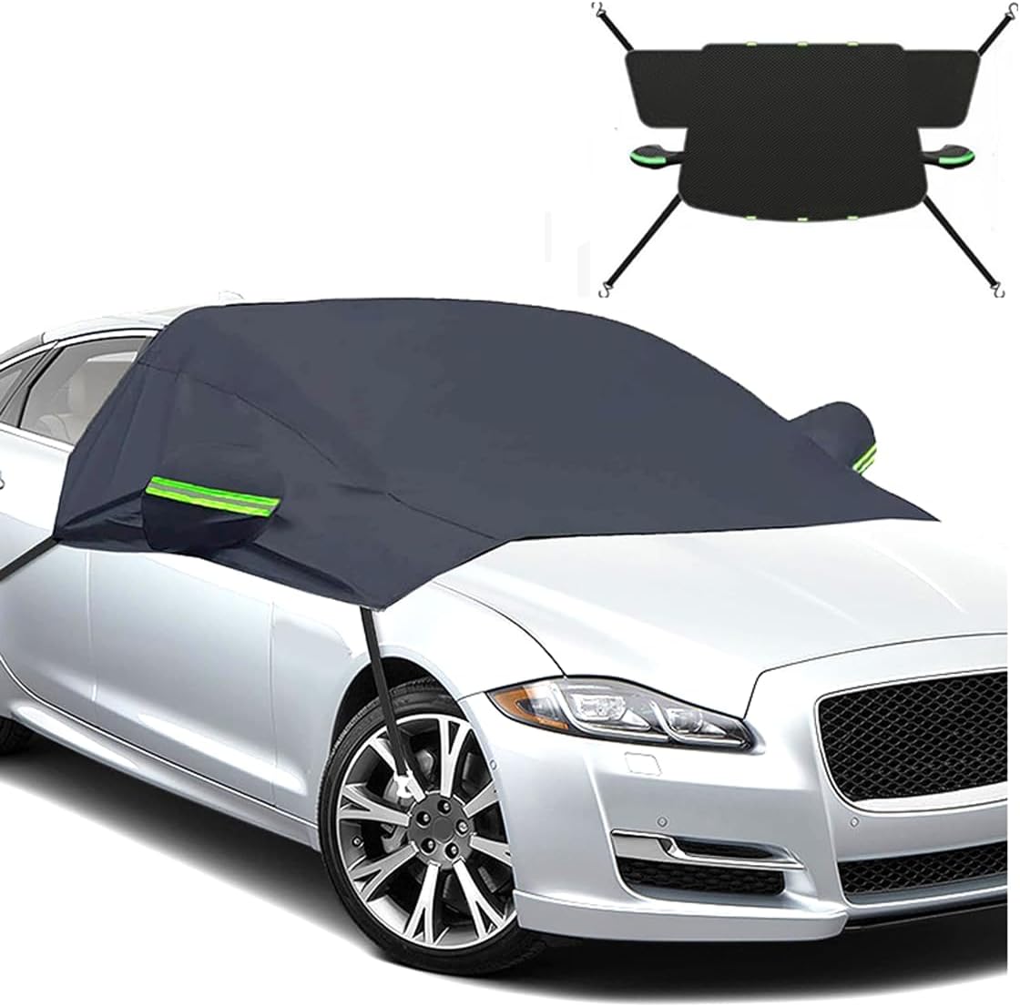 Car Windshield Cover for Ice and Snow - Universal Fit for Cars, SUVs, Trucks, Heavy Duty Oxford Fabric Frost Protector for Ice and Snow,Triple-Window Cover (Oxford Cloth - Black)