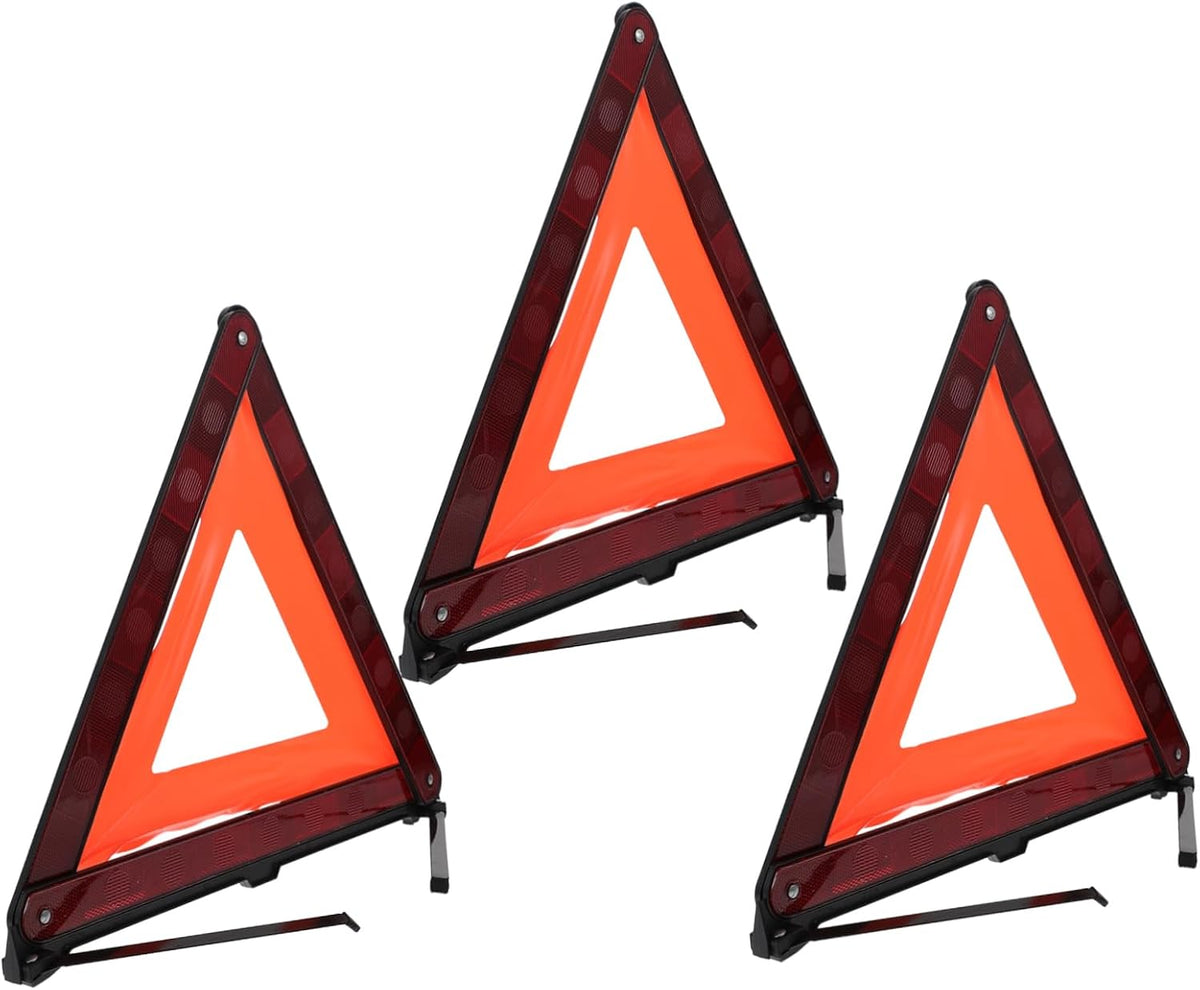 OUNONA Reflective Triangle Warning Sign Kit for Car Roadside Safety 3 Pack