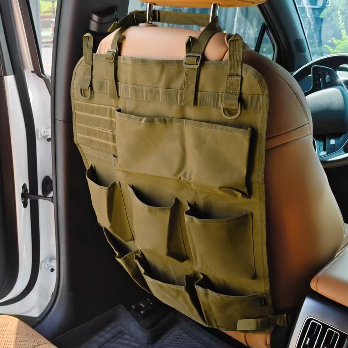 Car Backseat Organizer, Waterproof Oxford Automotive Seat Back Protector with 8 Pockets, Hanging Vehicle Behind Seat Storage Bag, Universal Travel Accessories for RV, SUV, Truck(Green)