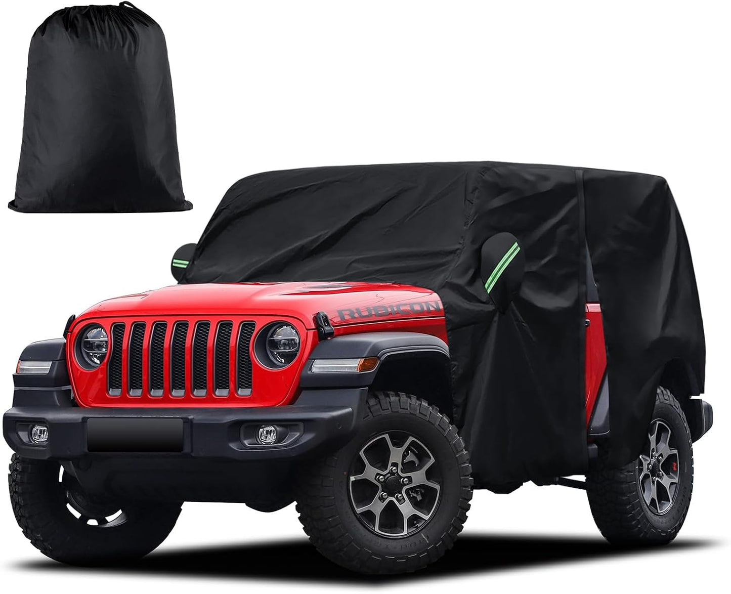 Cab Cover for Jeep Wrangler JK JL 4 Door 2007-2025 & Top Off, Jeep Wrangler Covers 4 Door Waterproof with Driver Door Zipper Windproof Straps All Weather Snow Rain UV Protection