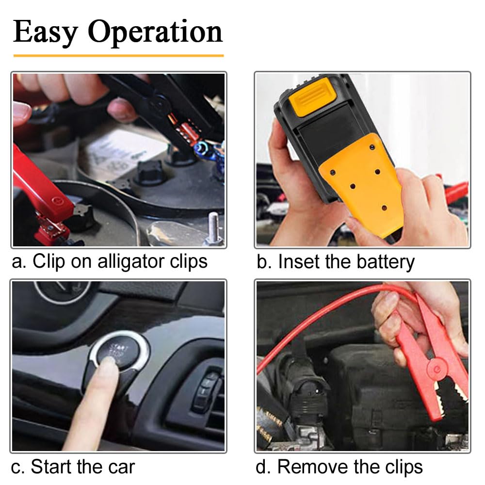 Jumper Cables with Adapter Compatible with Dewalt 20V Battery, 1.3FT 8AWG