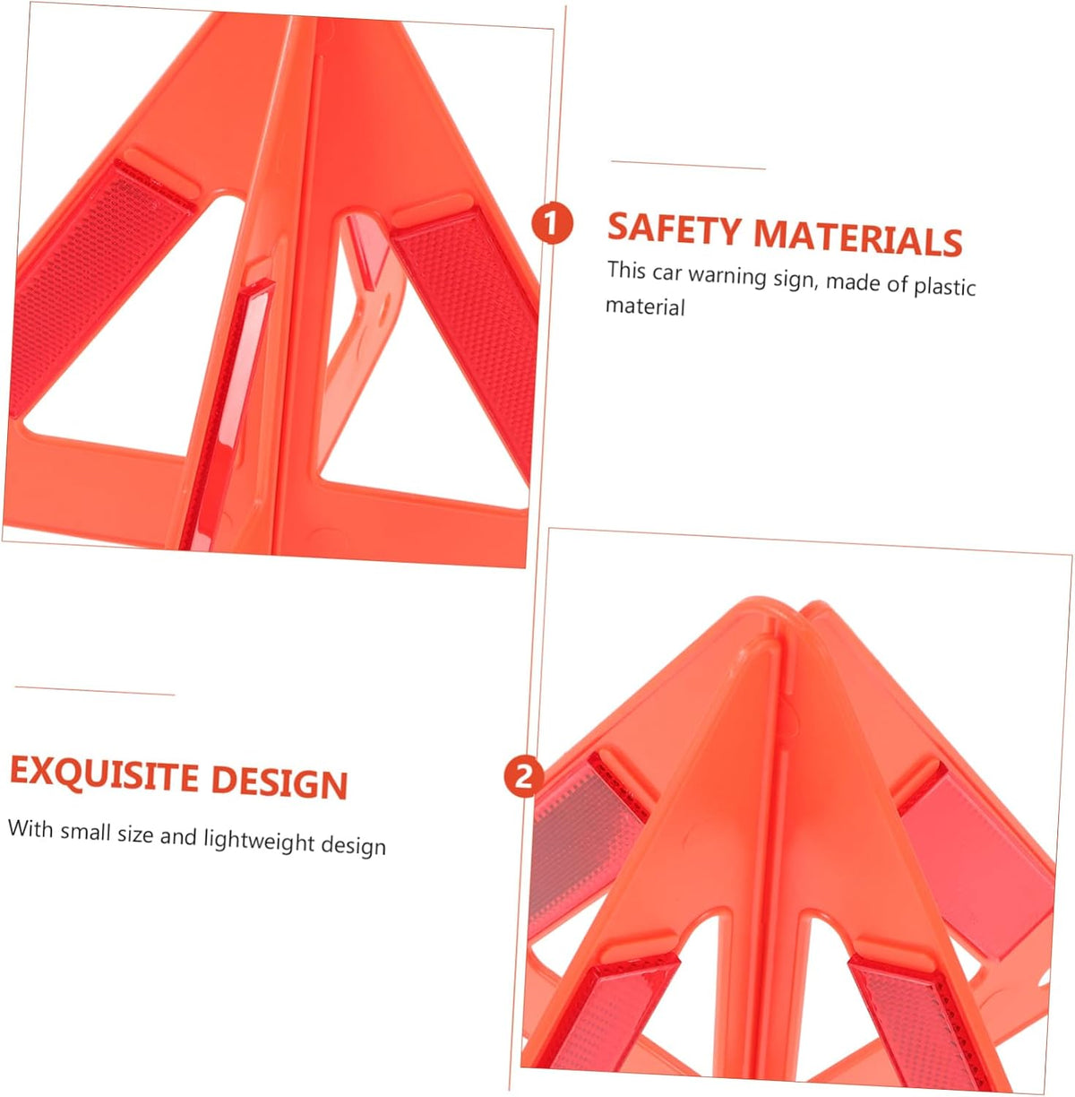 HEALLILY Car Road Warning Triangles 2 Sets Plastic Reflective Safety Sign