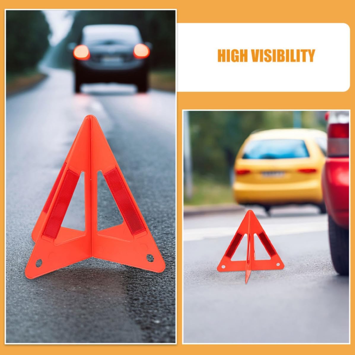 5pcs Car Triangle Warning Sign, High Reflective Red Plastic