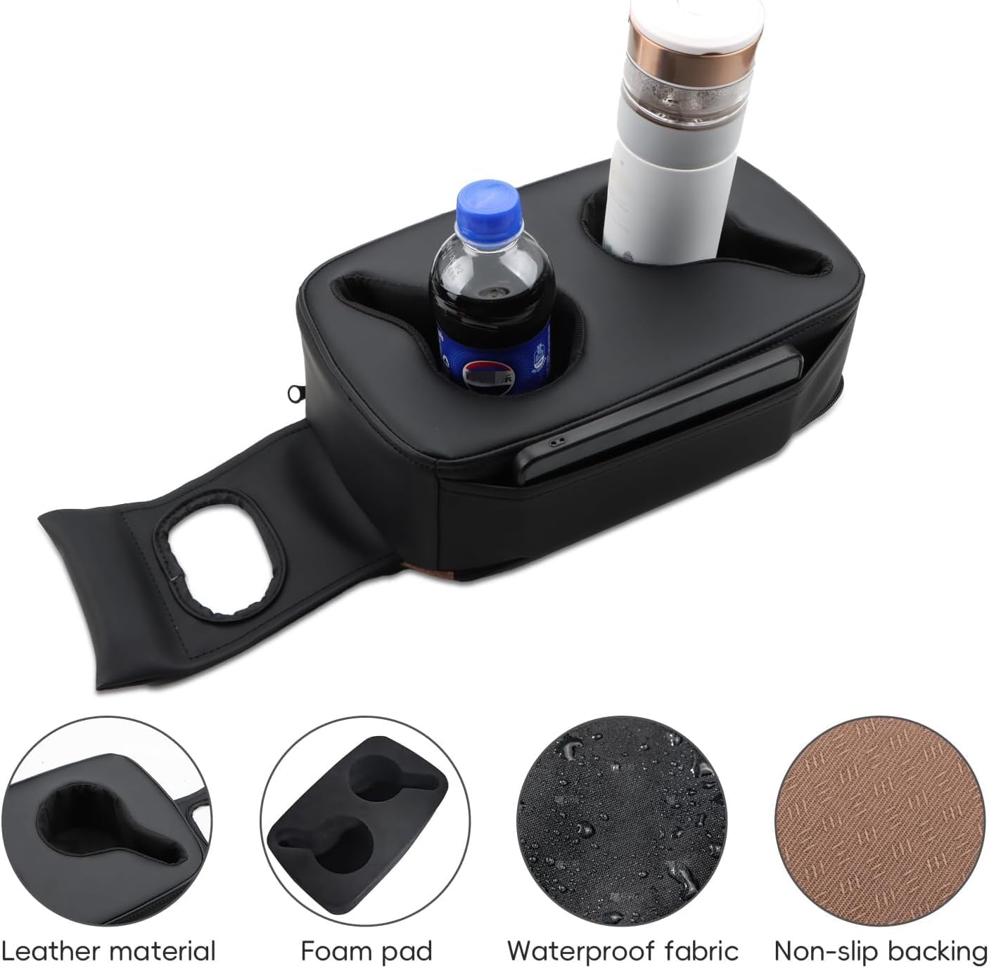 MARCHFA Automotive Cup Holders Tray Car Drink Holder SUV Back Seat Organizer Accessories Couch Cup Holder Tray Pillow Small (Reverse Direction Cup Holder)