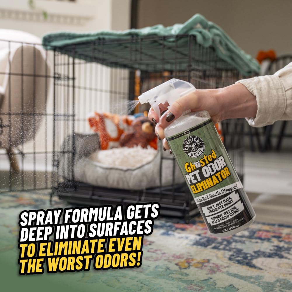 Chemical Guys Ghosted Pet Odor Eliminator 16 Oz Pet Smell Neutralizer for Car Interior, Carpet, Upholstery, Fabric Seats, Home, Furniture, Citrus Scent Spray Cleaner