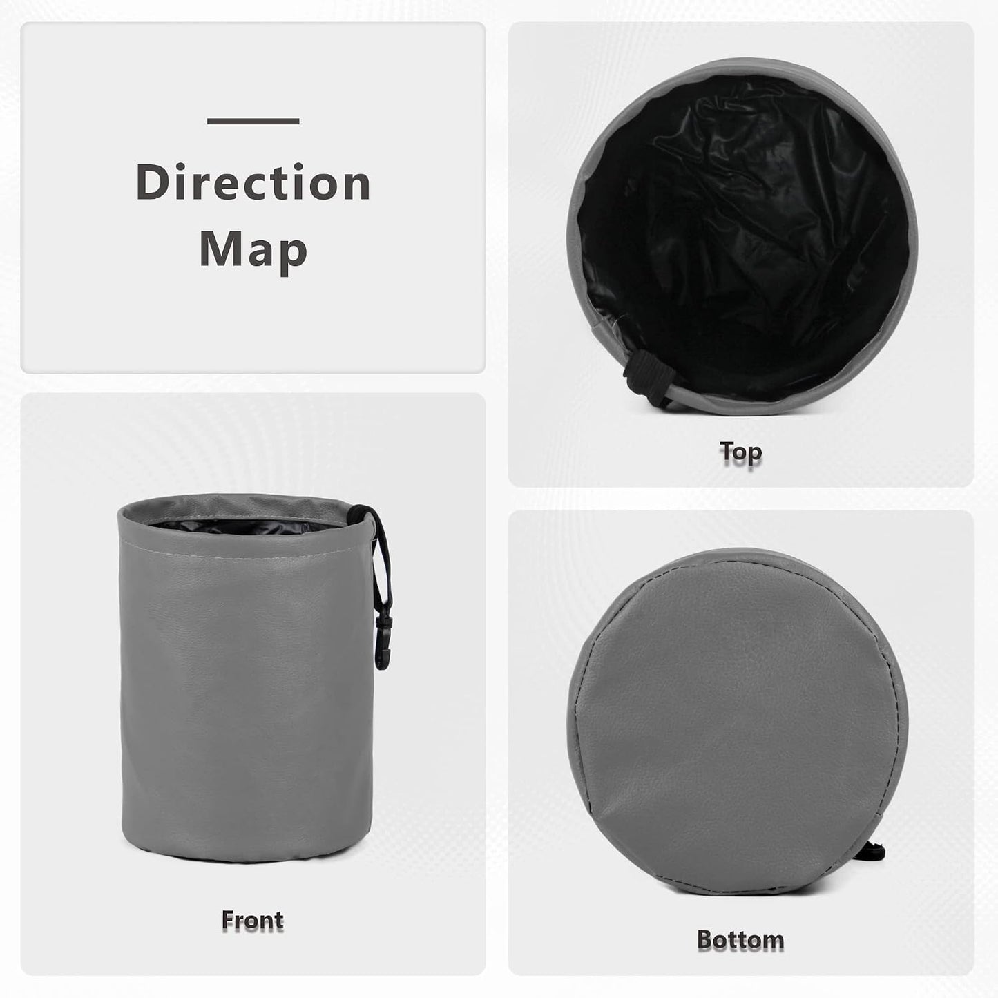 Car Trash Can, Portable Garbage Bin, PU Leather Waterproof Pop Up Trash Can, Collapsible Hanging Car Trash Bag, 1 Pack, Grey