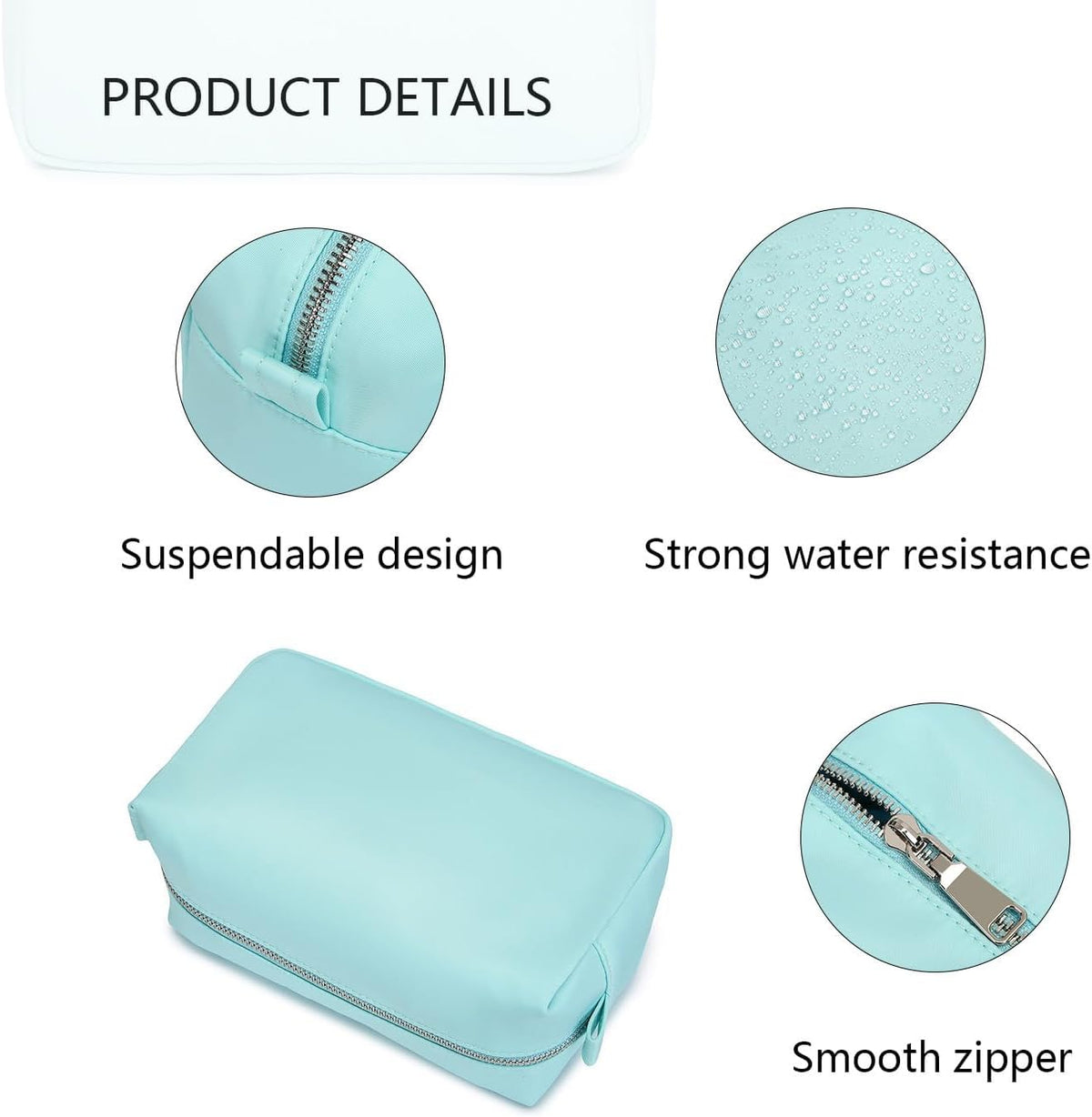 Travel Makeup Bag, Ring Clasp Wristlet Organizer (Mint Green)