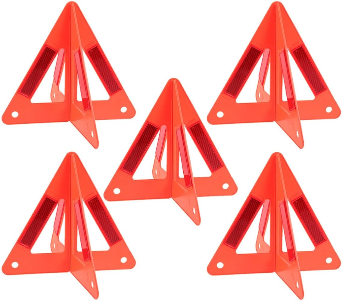 5pcs Reflective Roadside Emergency Warning Triangle for Vehicles, Red