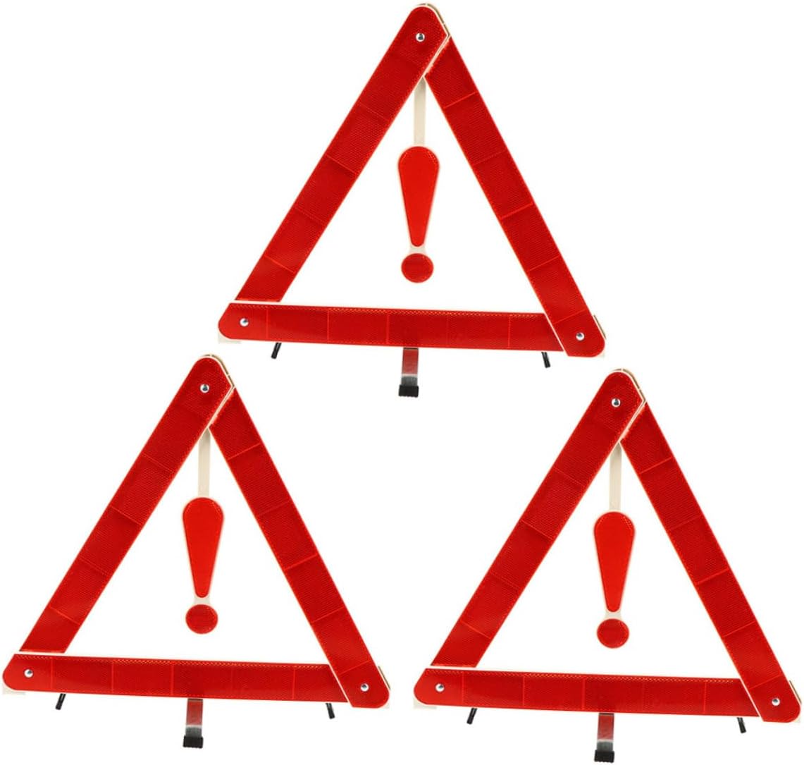 3pcs Triangle Warning Sign Foldable PVC ABS Plastic for Car Vehicles