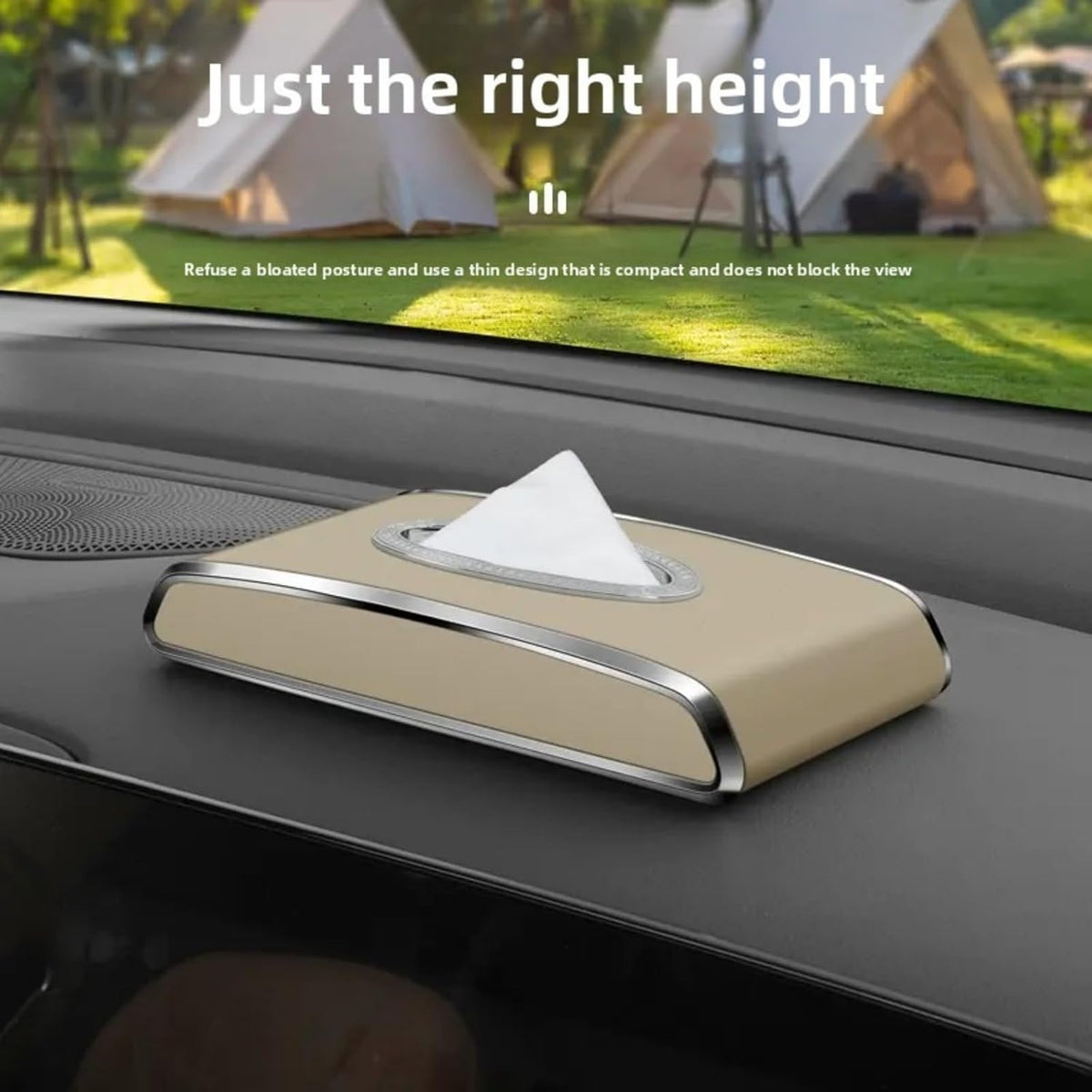 Car Tissue Holder, Armrest & Back Seat Organizer, Beige