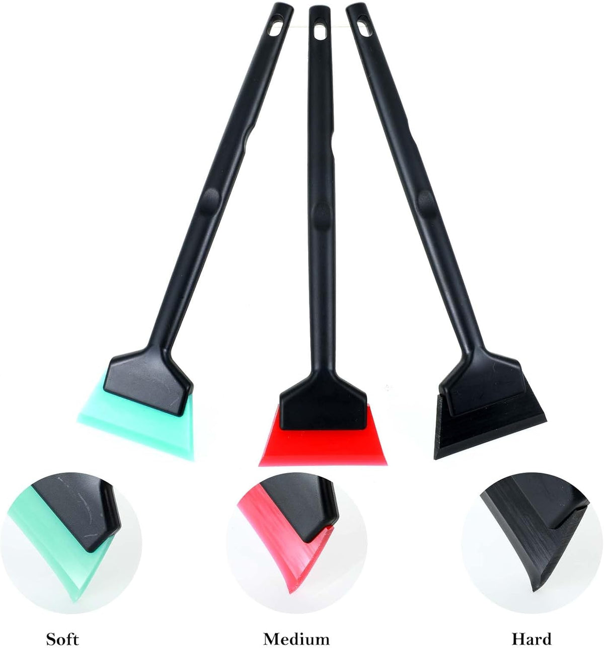 3Pcs Rubber Mini Squeegee, Window Tint Squeegee with Anti Slip Handle, All Purpose Vinyl Wrap Tool Kit for Car Corner Window Windshield Glass Mirror