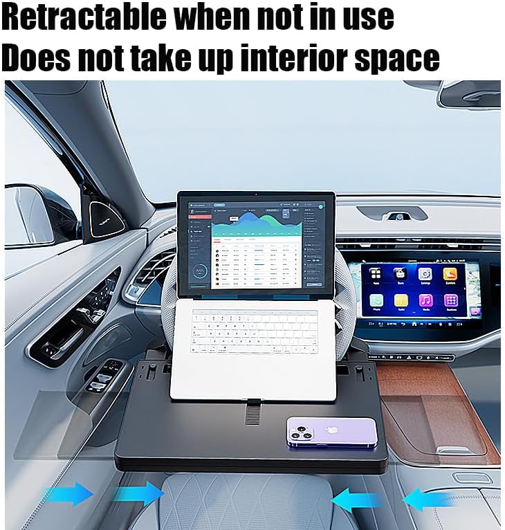 Car Steering Wheel Tray for Toyota Sequoia 2000–2025, Adjustable Car Laptop Desk with Extendable Tray for Eating Working Portable Multifunctional Buckle,Black