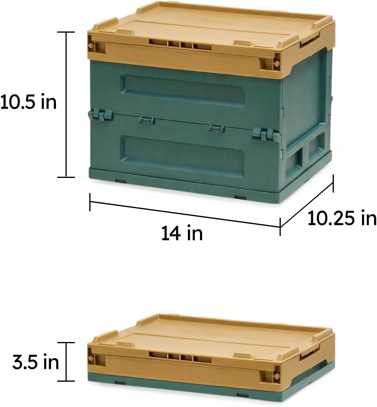 Collapsible Storage Box with Lid – Foldable Plastic Crate Organizer, Stackable Space-Saving Container for Home, Kitchen, Closet, Car & Camping | Vintage Retro Design