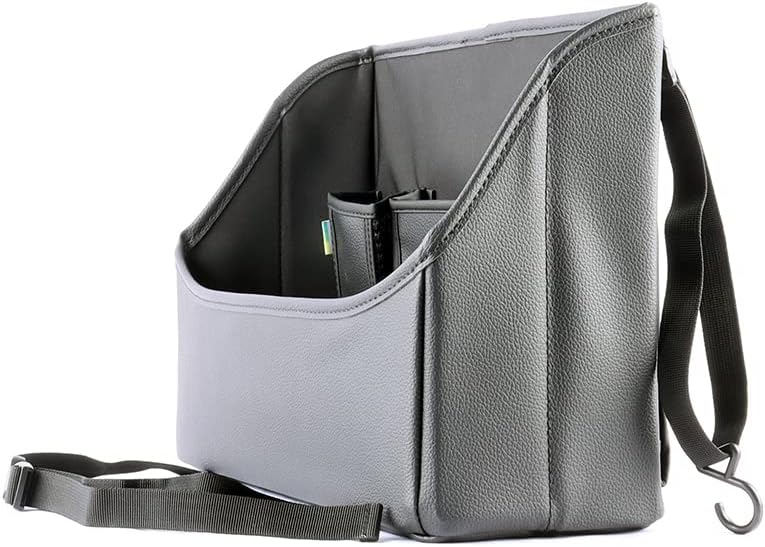 Viaviat Car Handbag Purse Holder Between Seats Leather Car Front Seat Storage Bag Large Capacity Car Organizers for Book Document Phone Bottle Tissue Toy (Black Style-1)