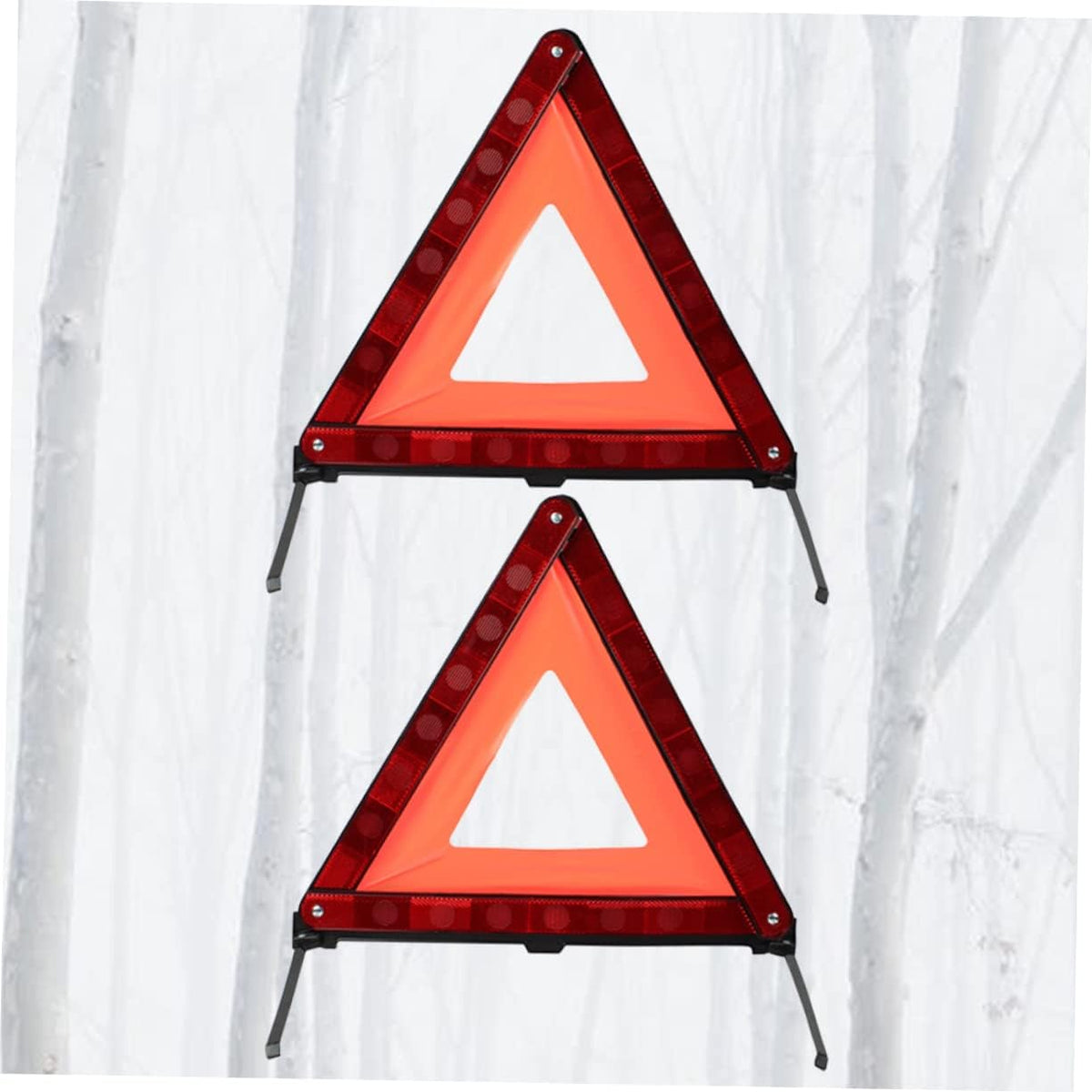 2Pcs Red Plastic Triangle Warning Sign for Road Safety Alerts
