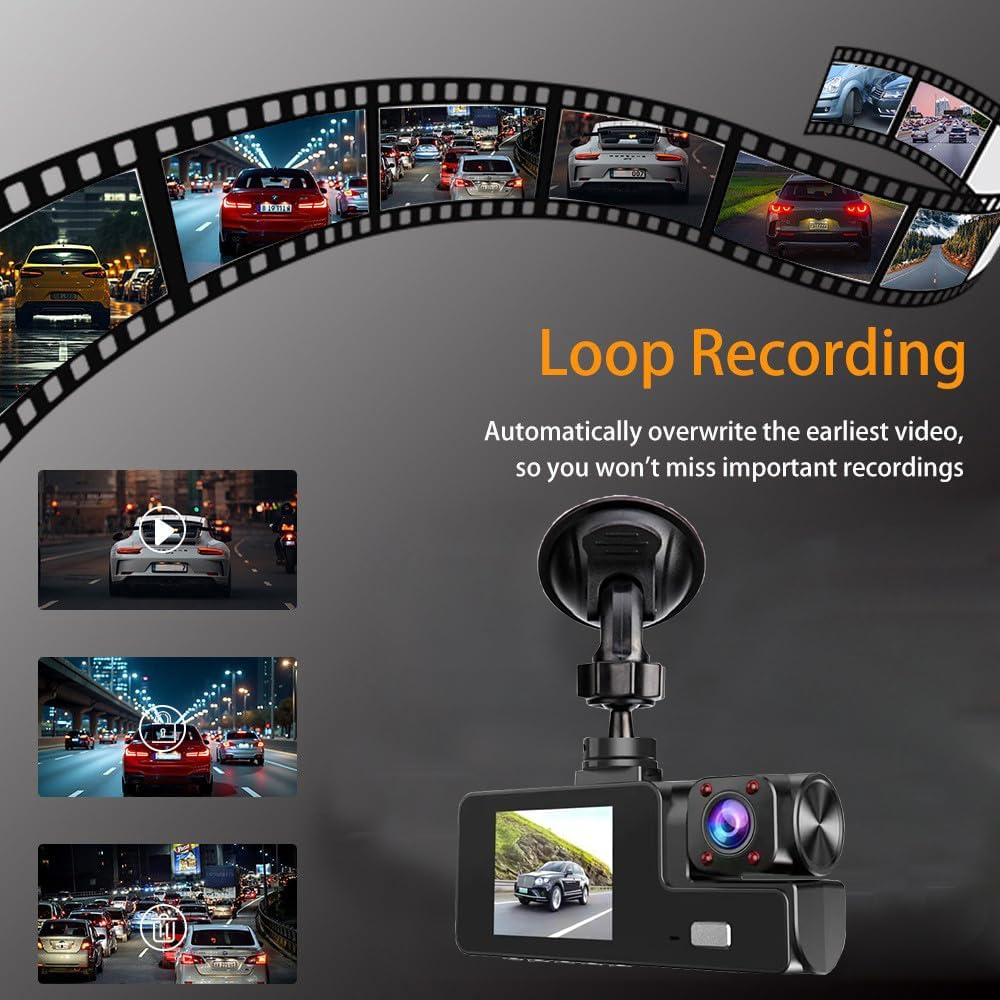 1080P Dual Dash Camera for Car Front and Inside Dashcam Car Security Video Recorder,170°Wide Angle Vehicle Cam,WDR,G-Sensor,Loop Recording,Night Vision (Dual Dash Cam Without Card)