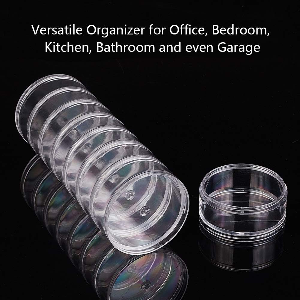 BENECREAT 60ML Stackable Round Plastic Containers 4 Column(5 Layer/Column) Bead Storage Jars for Beads, Buttons, Crafts and Small Findings