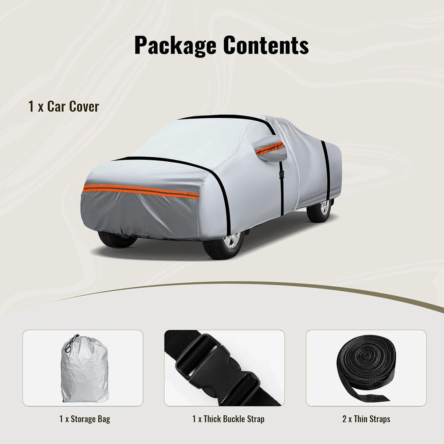 TUCAREST 6 Layers Full Car Cover for Pickup/Truck - Waterproof, Insulated, Anti-UV, Snow-Proof, Anti-Wind, All-Weather, Thickened Protection, up to 237 in