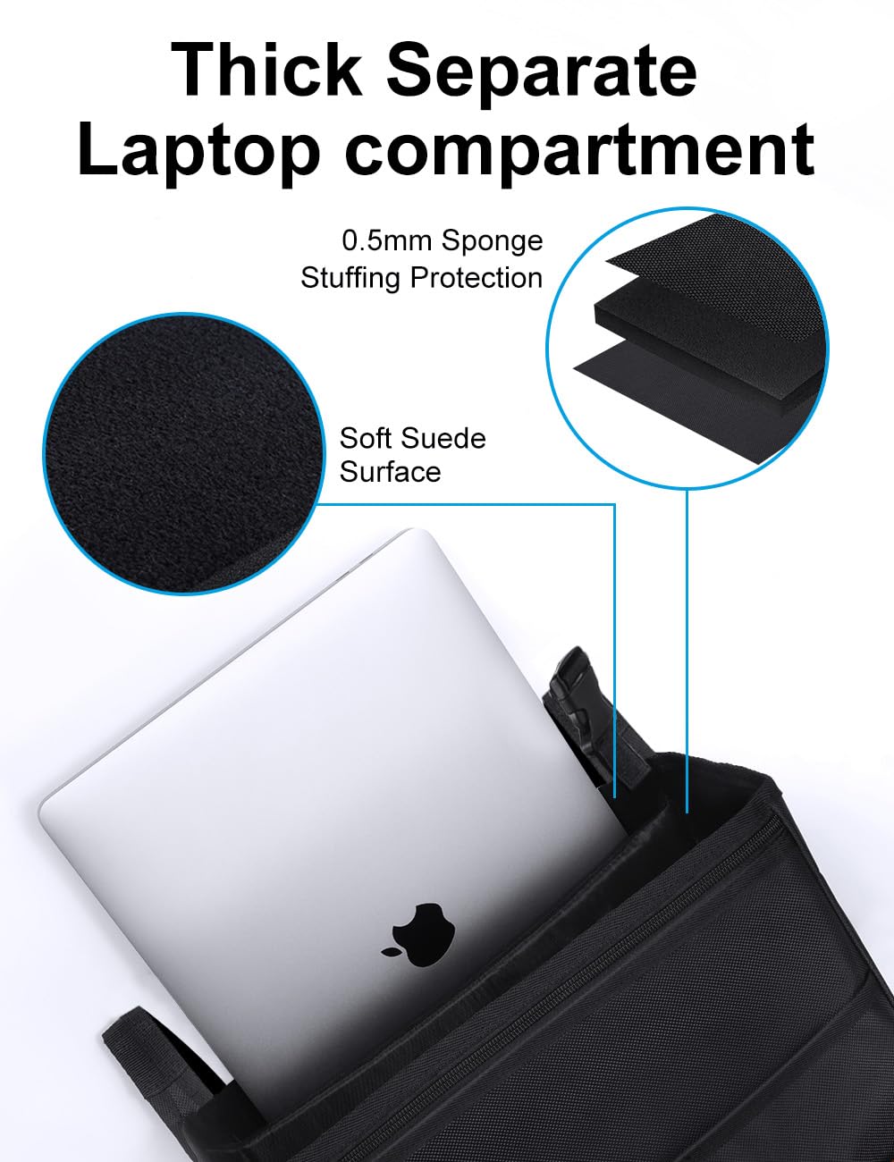 Smof Car Organizer for Front Seat - Hanging Car Seat Storage Organizer for Office/Kids/Truck,Multiple Pockets Car Seat Organizer with Separately Pokect for Laptop, Cup Holde & Travel Accessories