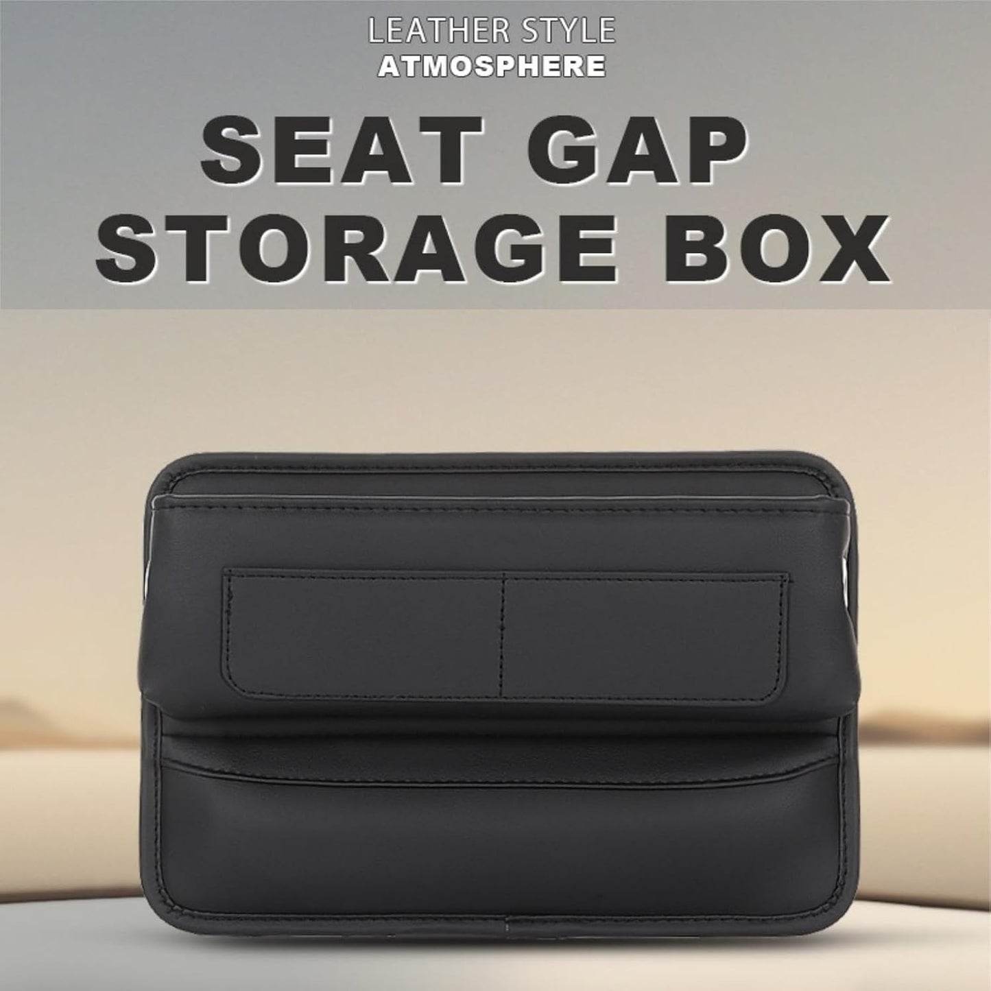 2 Pack Premium Car Seat Gap Filler Organizer - Universal Storage Box with Card Slots for Phones/Keys/Glasses, Fits Cars, SUVs & Trucks (Black)