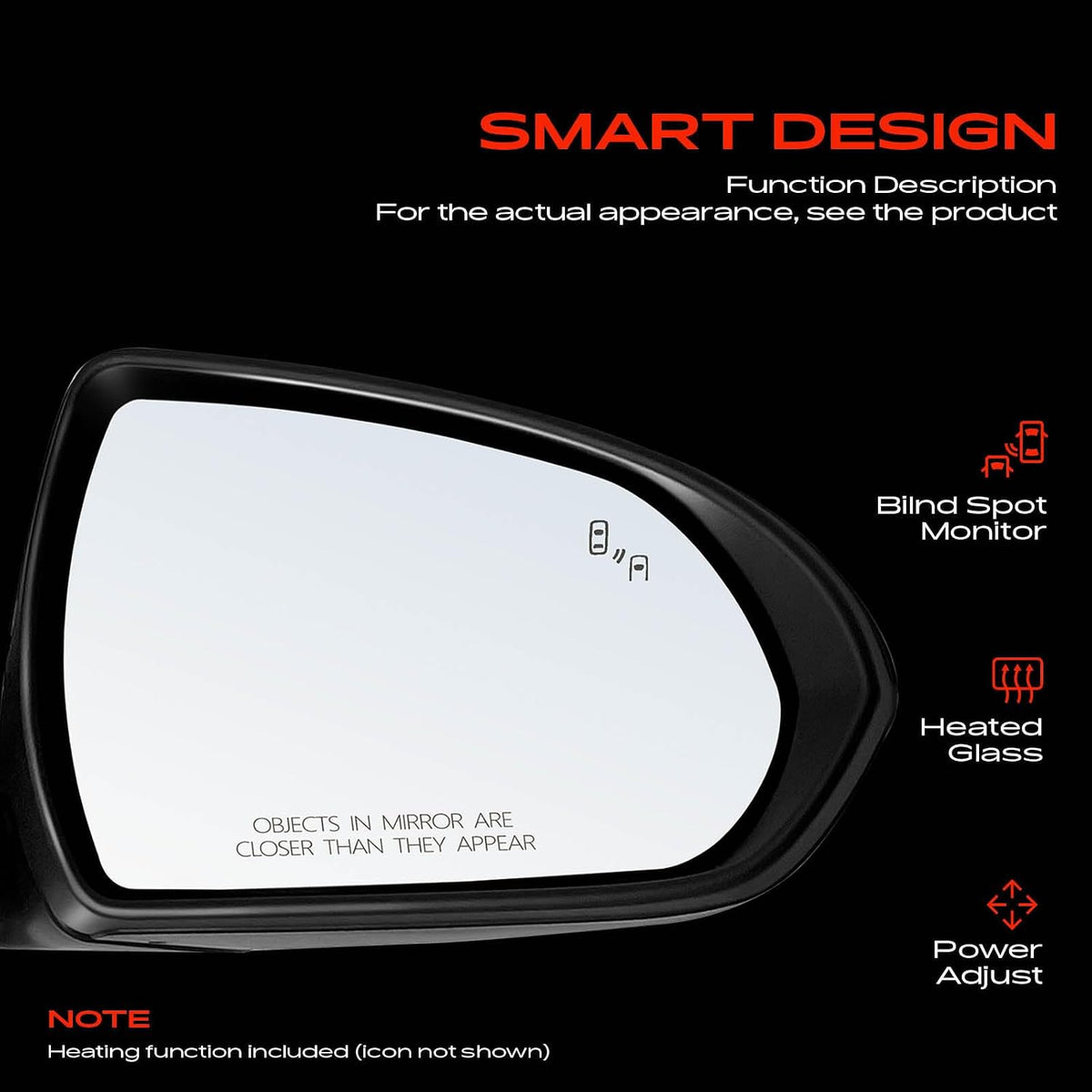 A-Premium Passenger Side Power Door Mirror Compatible with Hyundai