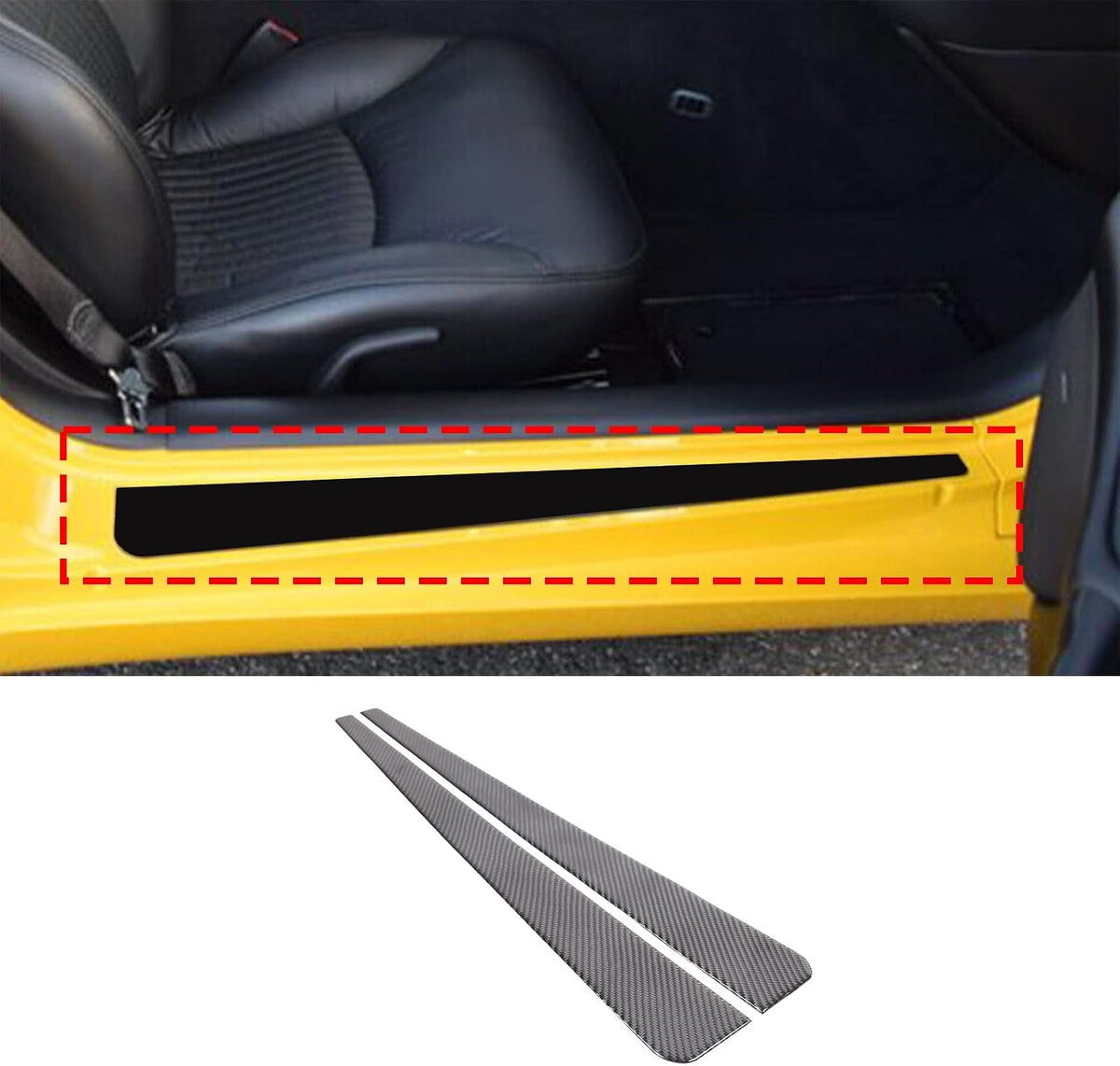 Compatible with Soft Carbon Fiber Car Door Sill Guards for Chevrolet Corvette C5 Z06 1998-2004,Door Entry Guards Sill Scuff Cover Panel Step Protector,Pedal Protector Cover