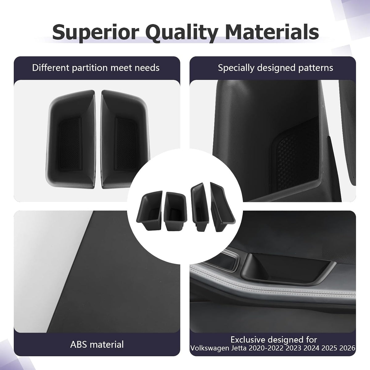 LUWU Door Tray Organizer Compatible with 2015-2026 Porsche Macan S/T/GTS Accessories Center Console Organizer Armrest Console Storage Box Insert Tray ABS Material Black 4PCS (Not for Macan EV)