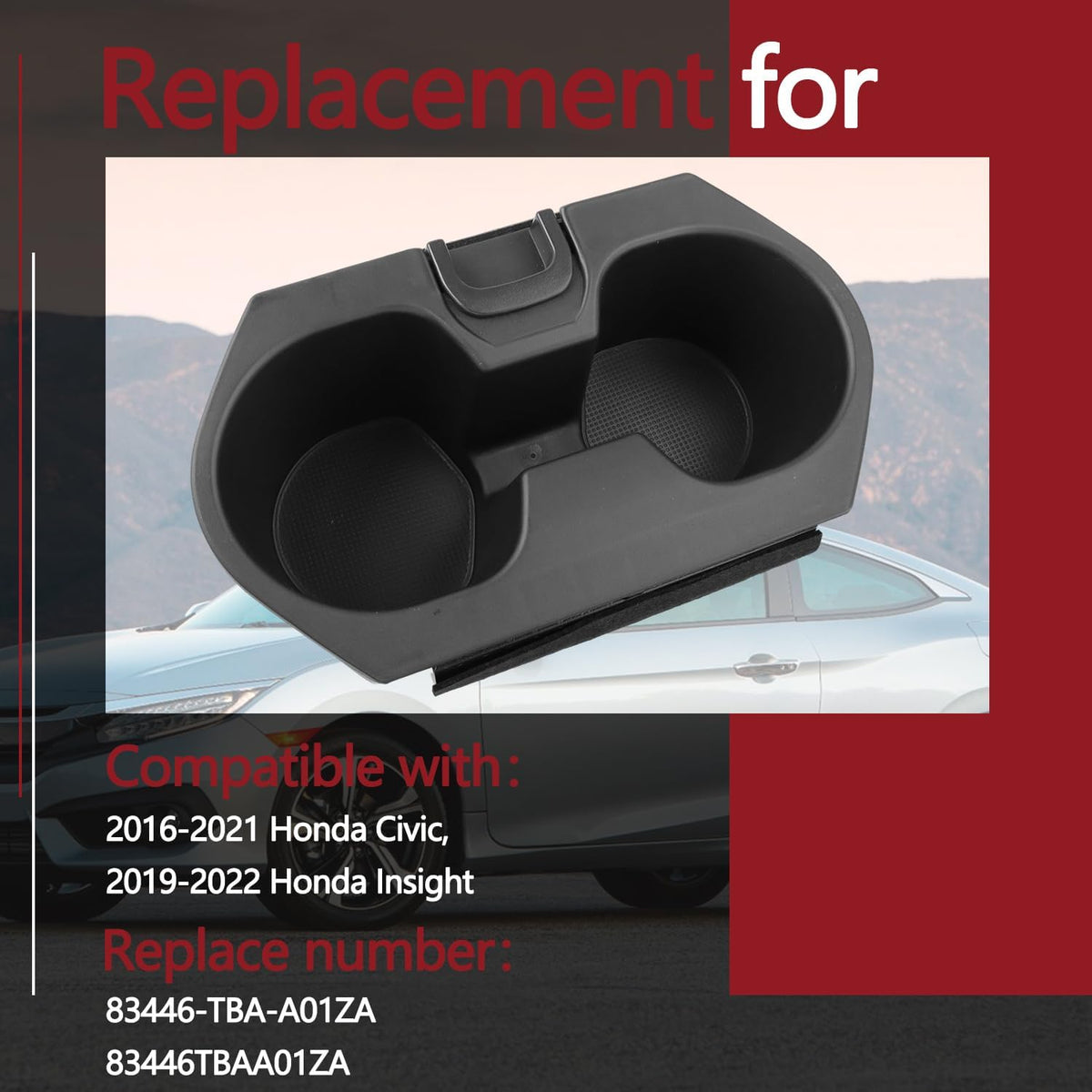 Cup Holder Insert Accessories for Honda Civic 2016-2021