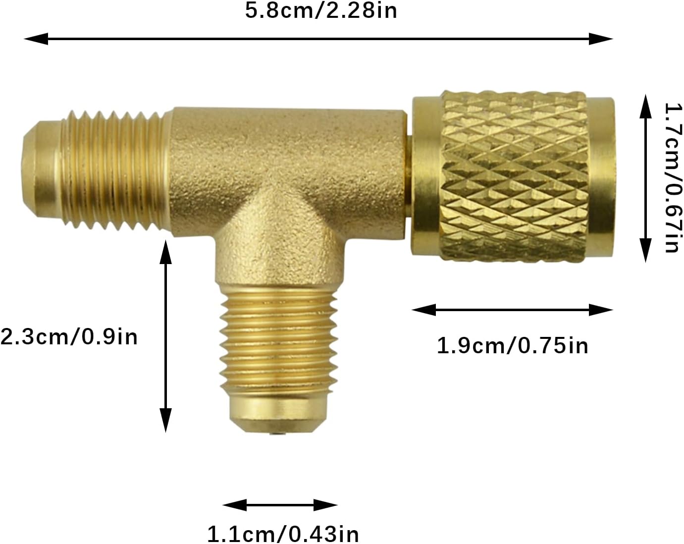 2Pcs Quick Coupler Access Tee, 1/4'' SAE Valves Core Tee Adapter Brass Refrigerant with Swivel Connector, Air Conditioning Line Repair Tools fit for R22 R12 R134 Gauge Deep Vacuum Pump Manifold