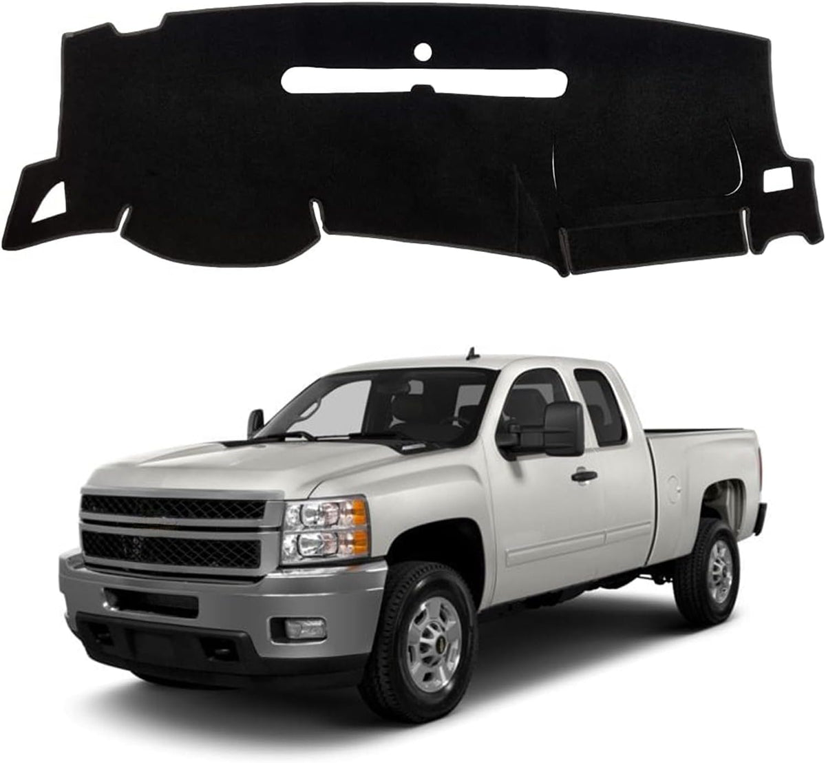 Dash Cover for Chevy Silverado 2007-2013 Accessories Dashboard Cover Mat for GMC Sierra SL/SLE/WT 2007-2013 Models with Two Glove Boxes Flannel Dash Board Protector Pad