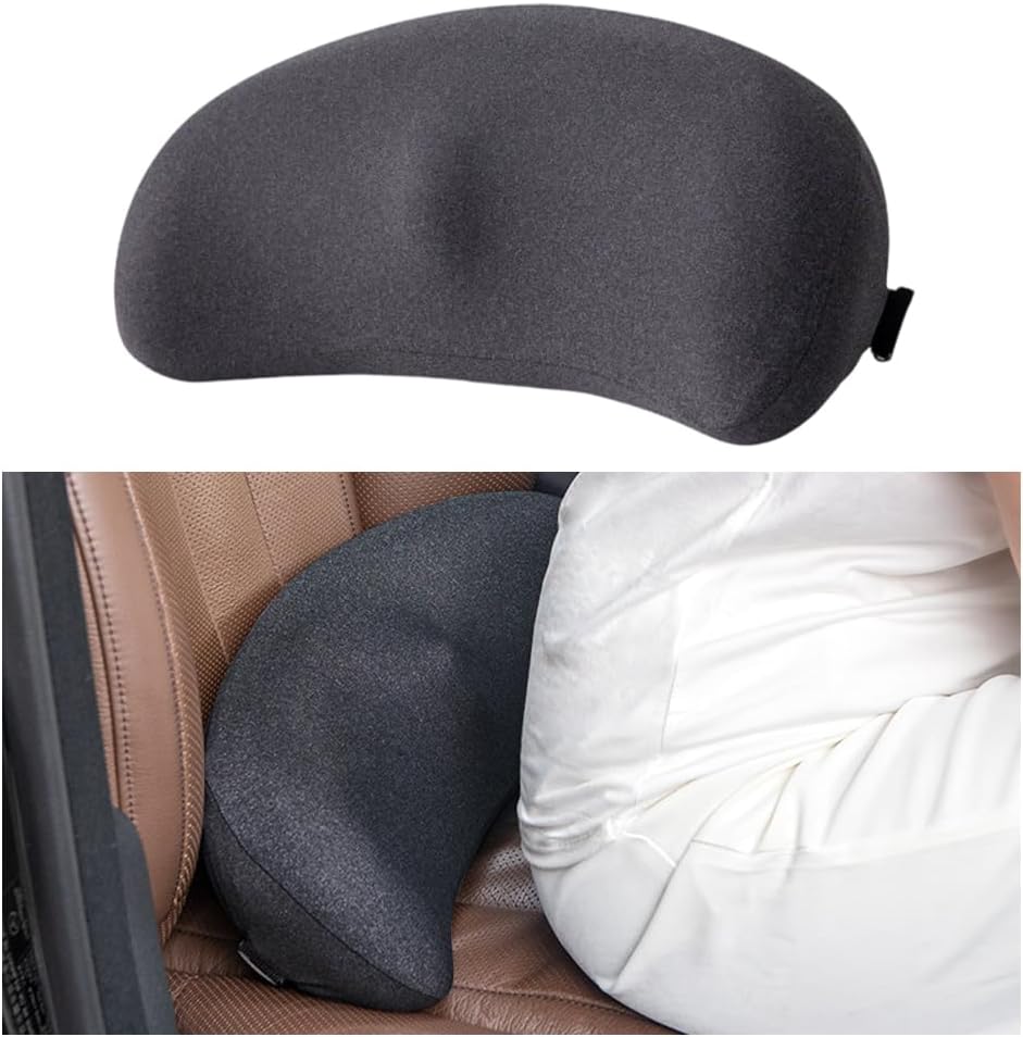 Car Lumbar Support Pillow, Memory Foam Driver Seat Lumbar Pillow for Sciatica, Coccyx, Lower Back Pain Relief, Auto Interior Back Support Cushion for Long Sitting, Universal Fit (Dark Gray)
