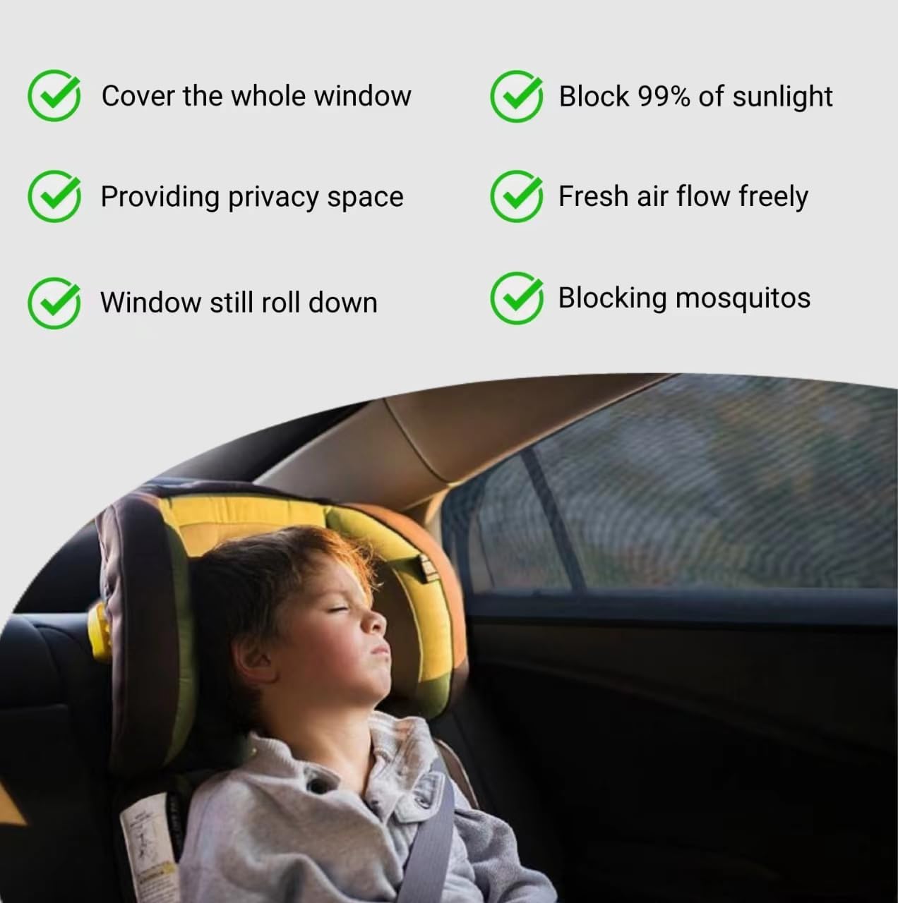 2Packs Universal Car Window Screen for Rear Window 25"(H) X43(W), Elastic Mesh Sun Shade Car Camping Window Cover, Fit for Most Cars Large SUVs, Truck, Pickup