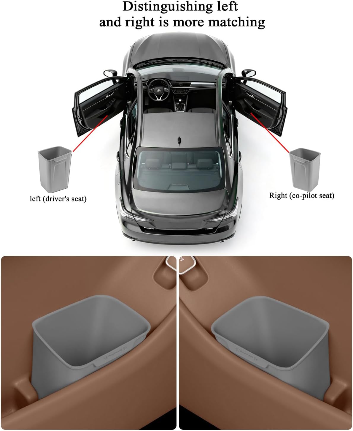 XmuxHai Car Interior Storage Box, Black Silicone Door Side Organizer with Umbrella Holder and Trash Can, Vehicle Accessory (Grey)