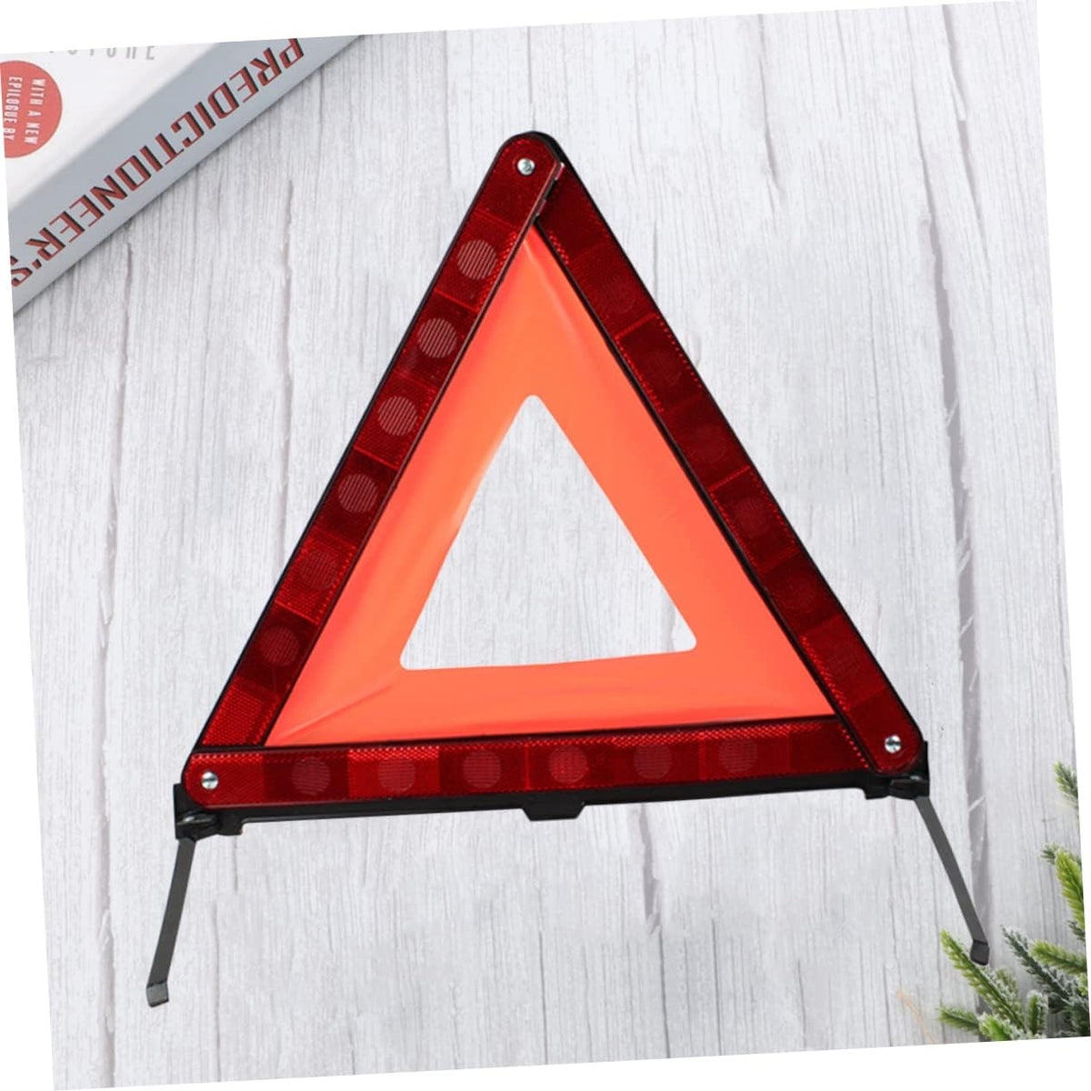 Roadside Hazard Warning Sign Triangle with Weighted Base for Vehicle